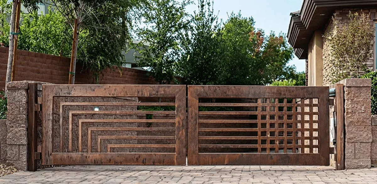 Custom driveway gate installation for a home entrance in Houston, TX