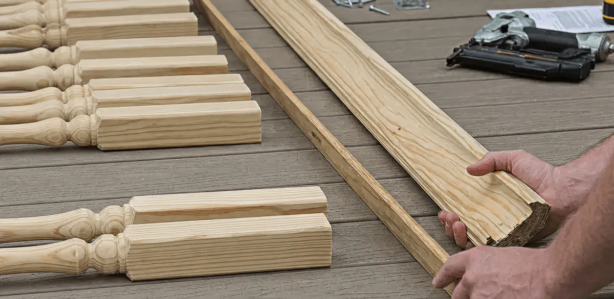 Handrail installation materials and wood components for stair rail work in Houston, TX